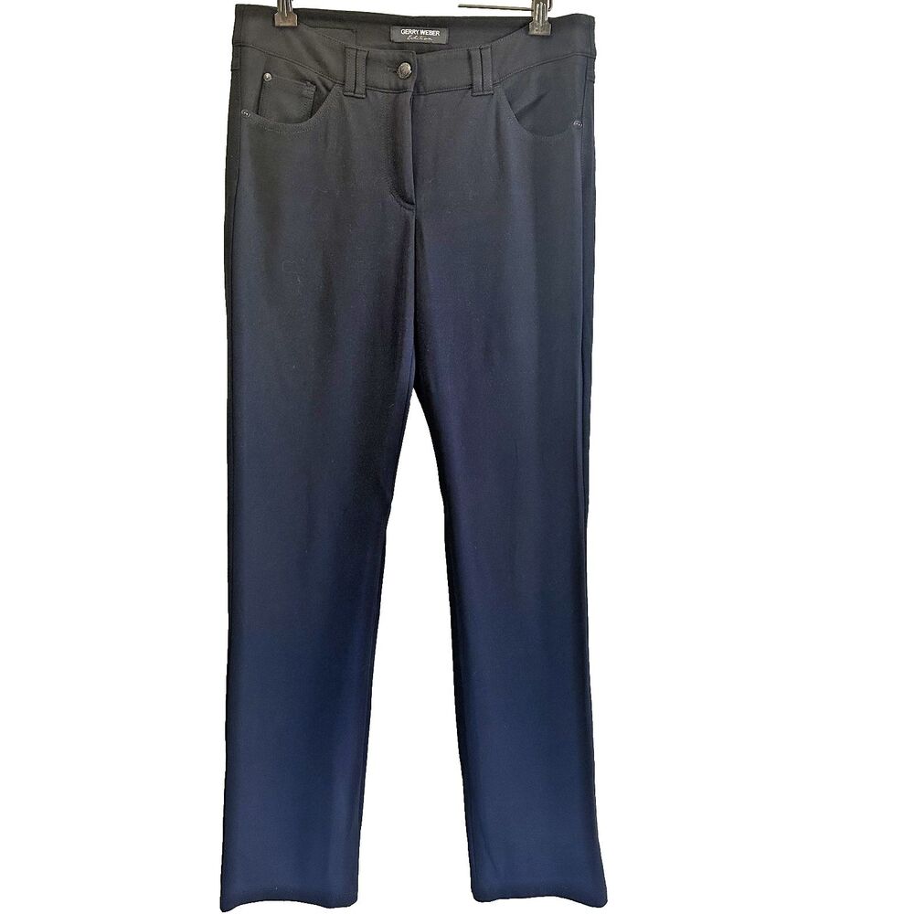 GERRY WEBER Edition Black Knit Flat Front Stretch Straight Pants Sz 8